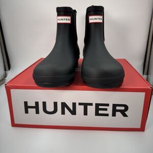 Hunter Women's Original Short Chelsea Boot Black Matte 10 Waterproof, Rain Boot